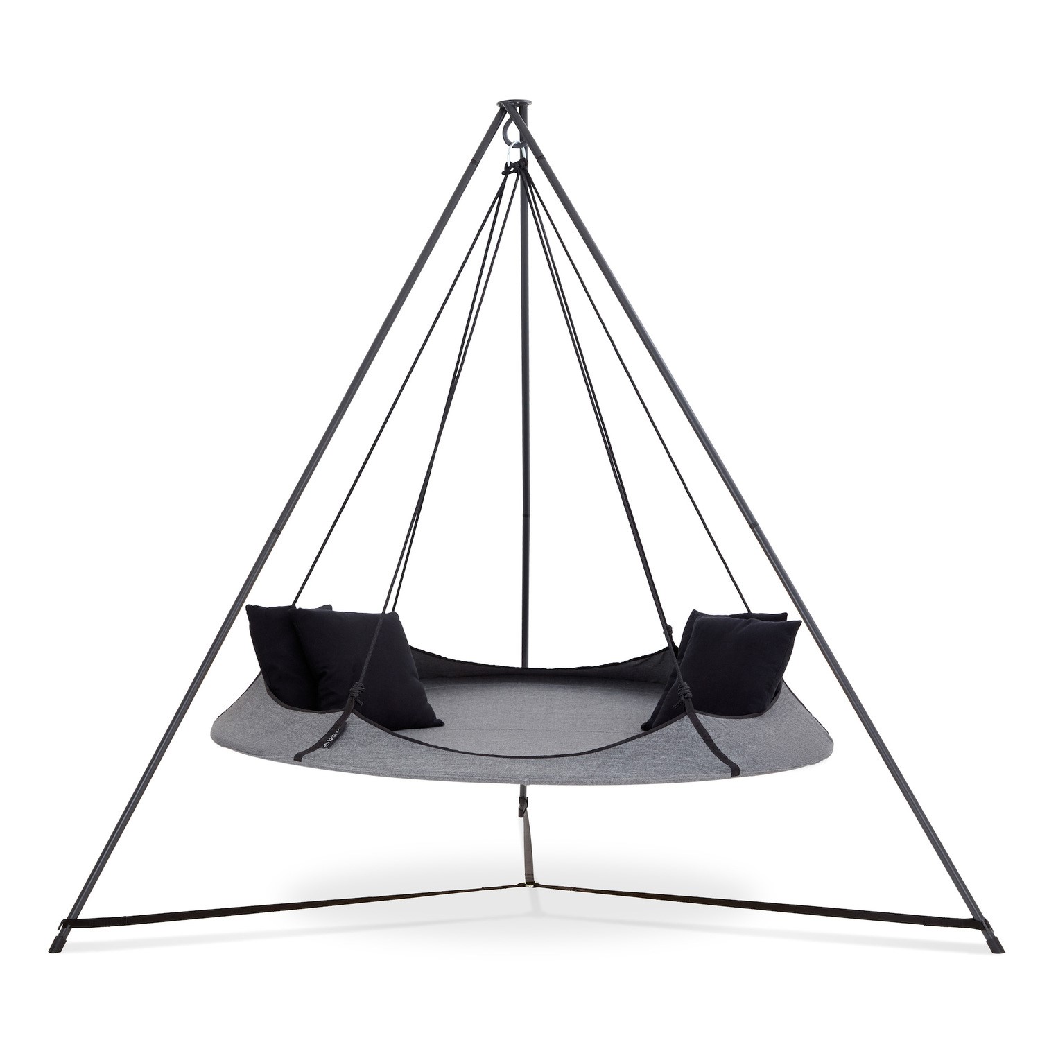 Read more about Hangout pod grey & black circular hammock bed with stand